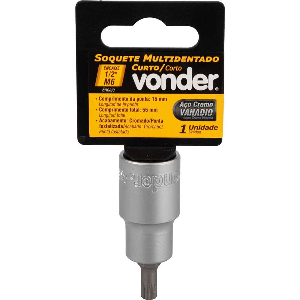 Soquete multidentado, curto, encaixe 1/2", M6, VONDER, foto 3