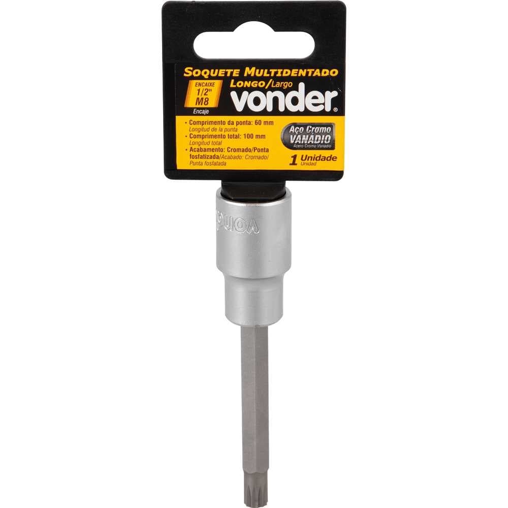Soquete Multidentado, Longo, Com Encaixe De 1/2", M8, Vonder, foto 3