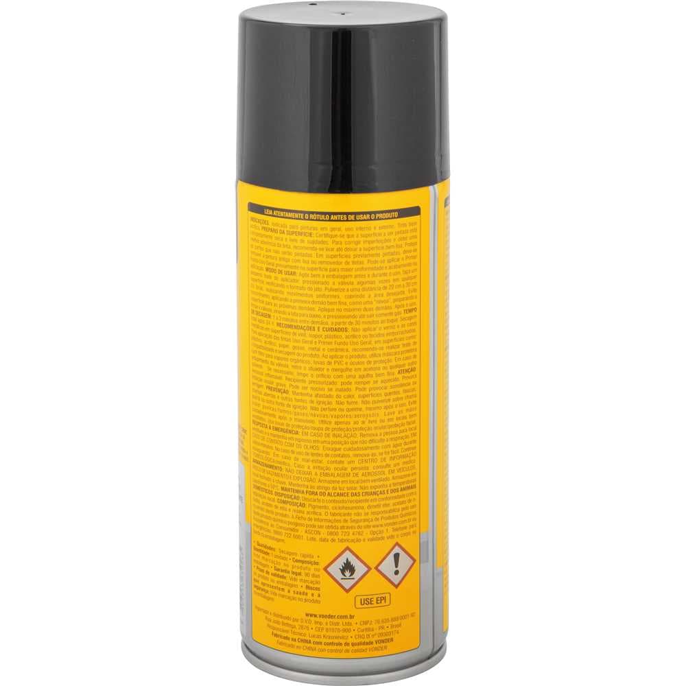 Tinta Em Spray Preto Brilhante, 350 Ml/250 G, Vonder, foto 2