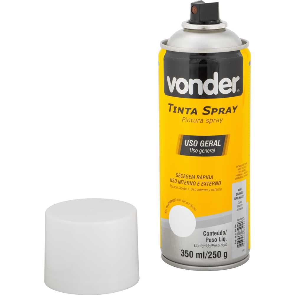 Tinta Em Spray Branco Brilhante, 350 Ml/250 G, Vonder, foto 3