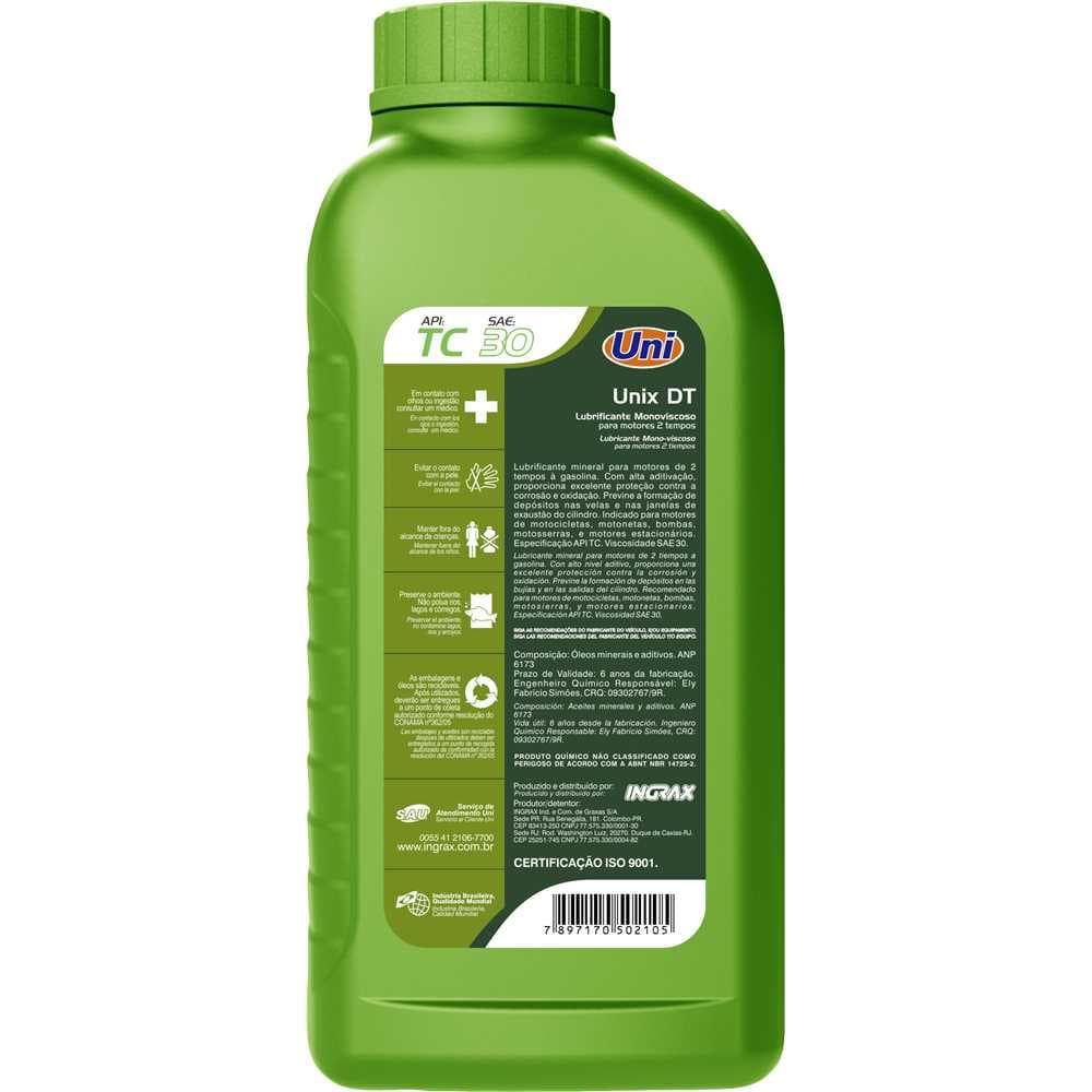 Óleo Para Motor 2 Tempos Unix Dt 500 Ml Ingrax, foto 2