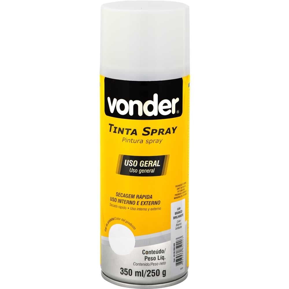 Tinta Em Spray Branco Brilhante, 350 Ml/250 G, Vonder, foto 1 de 3