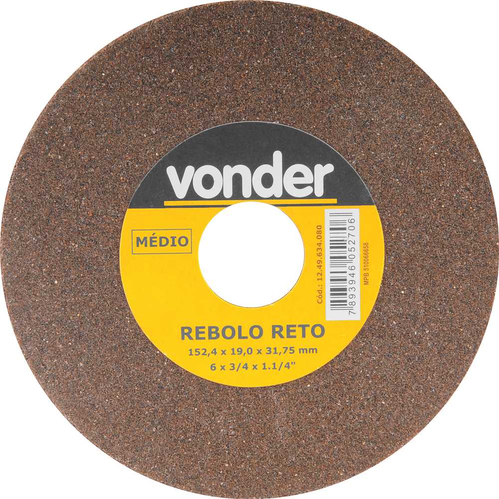 Rebolo Reto, 6" X 3/4", Médio, Vonder, foto 1 de 2