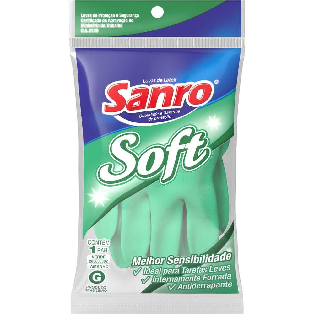 Luva De Látex, Tamanho G, Antiderrapante, Com Forro, Modelo Soft, Sanro, foto 4