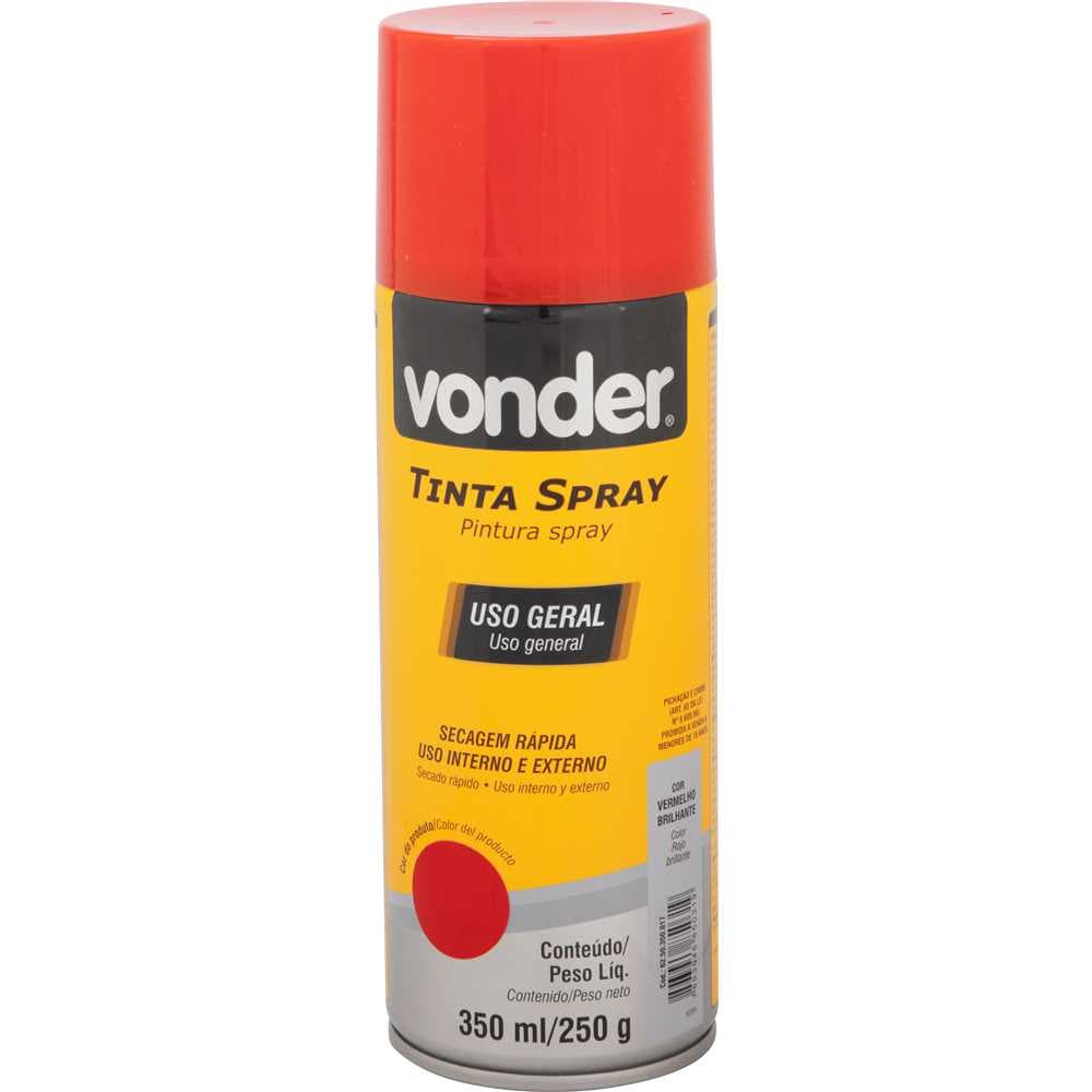 Tinta Em Spray Vermelha, 350 Ml/250 G, Vonder, foto 1 de 3
