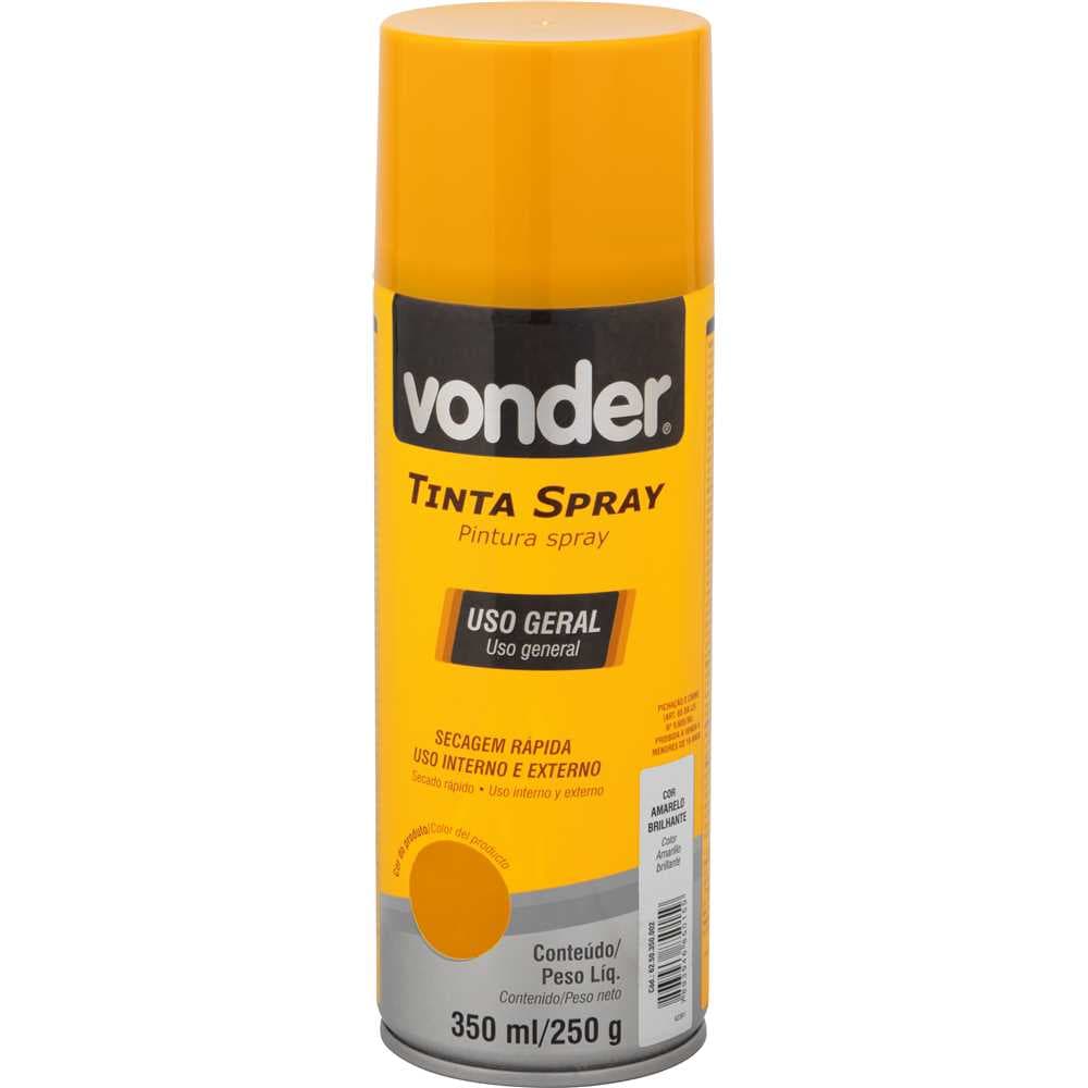 Tinta Em Spray Amarela, 350 Ml/250 G, Vonder, foto 1 de 3