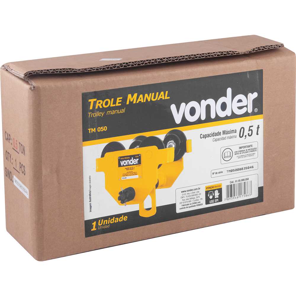 Trole Manual, 0,5 Tonelada (0,5 Tf), Tm 050, Vonder, foto 2