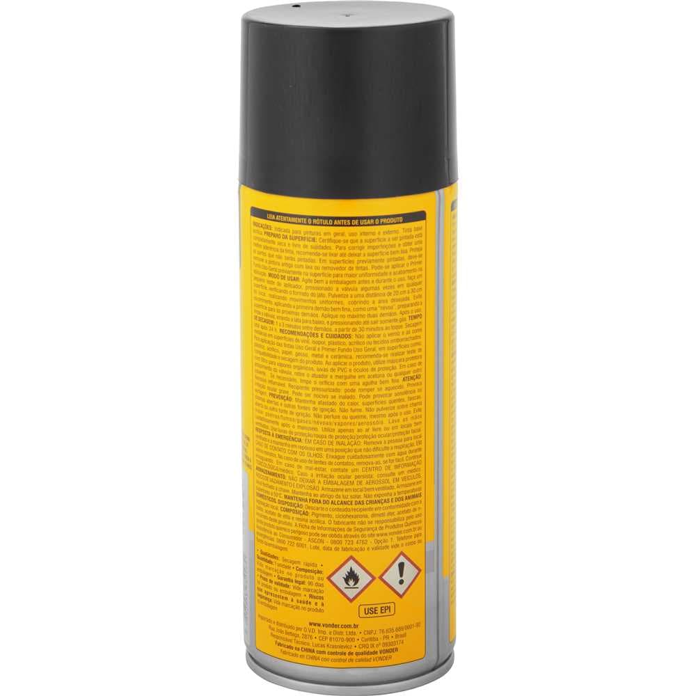 Tinta Em Spray Preto Fosco, 350 Ml/250 G, Vonder, foto 2