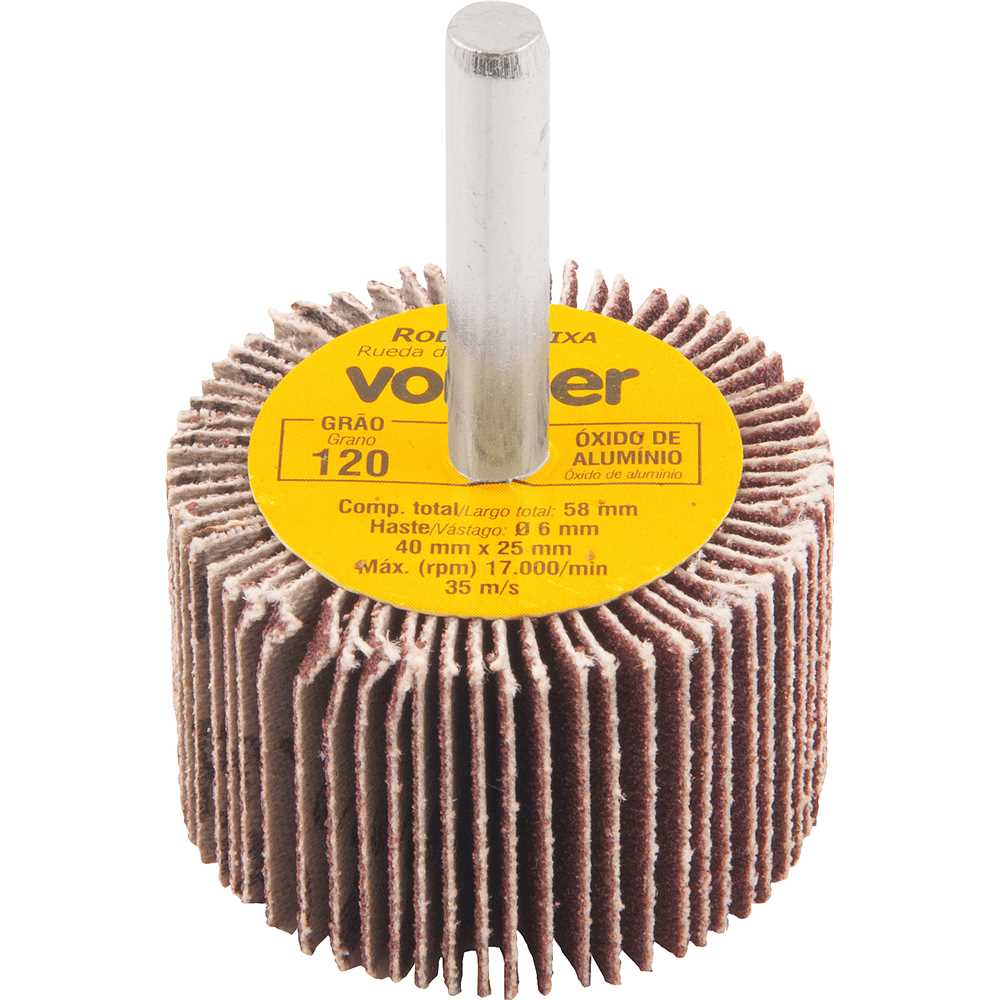 Roda De Lixa 40 Mm X 25 Mm Com Haste, Grão 120 Vonder