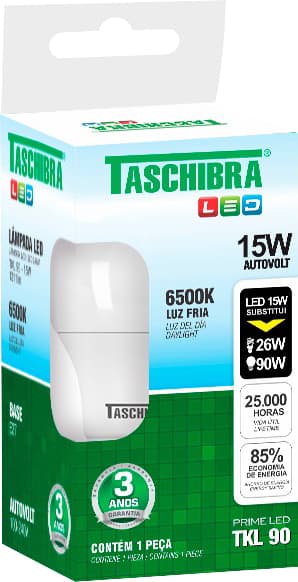 Lâmpada LED BULBO TKL 90, 15 W, bivolt, 6.500 K, 11080327, TASCHIBRA, foto 2