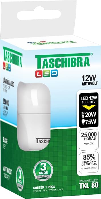 Lâmpada LED BULBO TKL 80, 12 W, bivolt, 6.500 K, 11080473 TASCHIBRA, foto 2