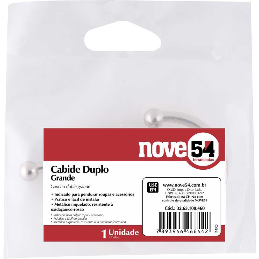 Cabide duplo grande, metálico niquelado, NOVE54, foto 2