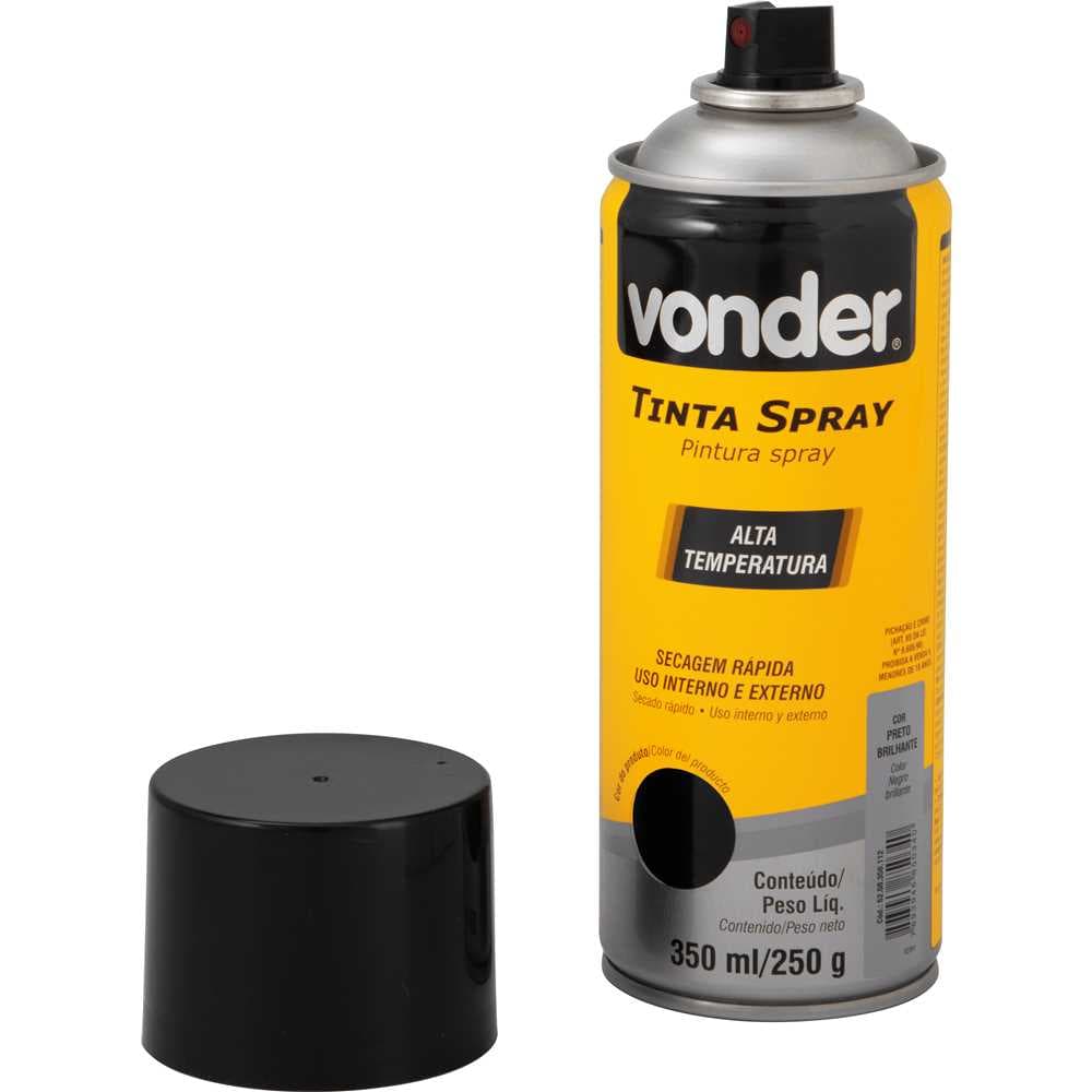 Tinta Em Spray Alta Temperatura, Preto, 350 Ml/250 G, Vonder, foto 3
