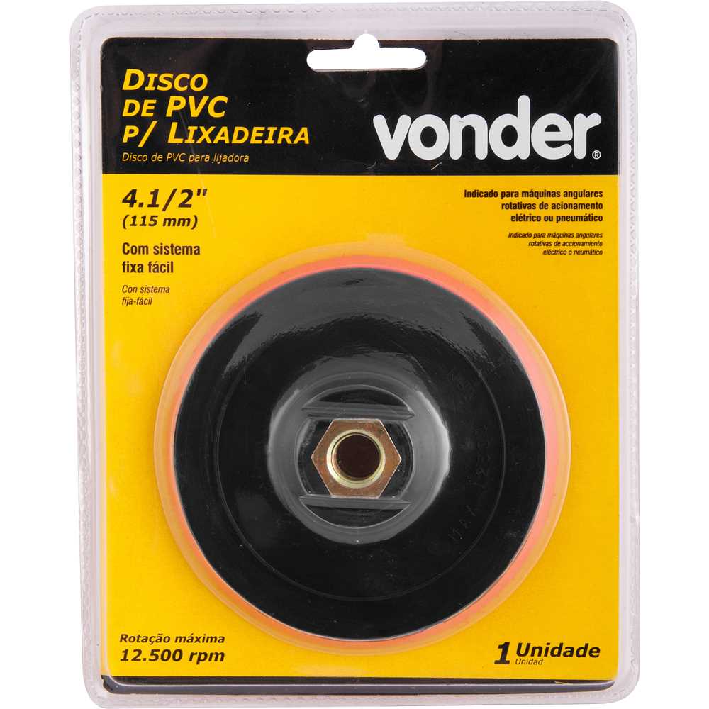 Disco de PVC para lixadeira 4.1/2", com sistema fixa fácil, VONDER, foto 3