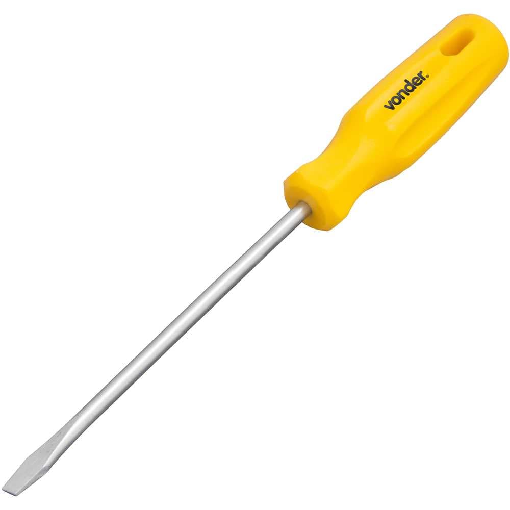 Chave de fenda 1/4" x 6", aço cromo vanádio, com ponta magnetizada, VONDER, foto 1 de 2