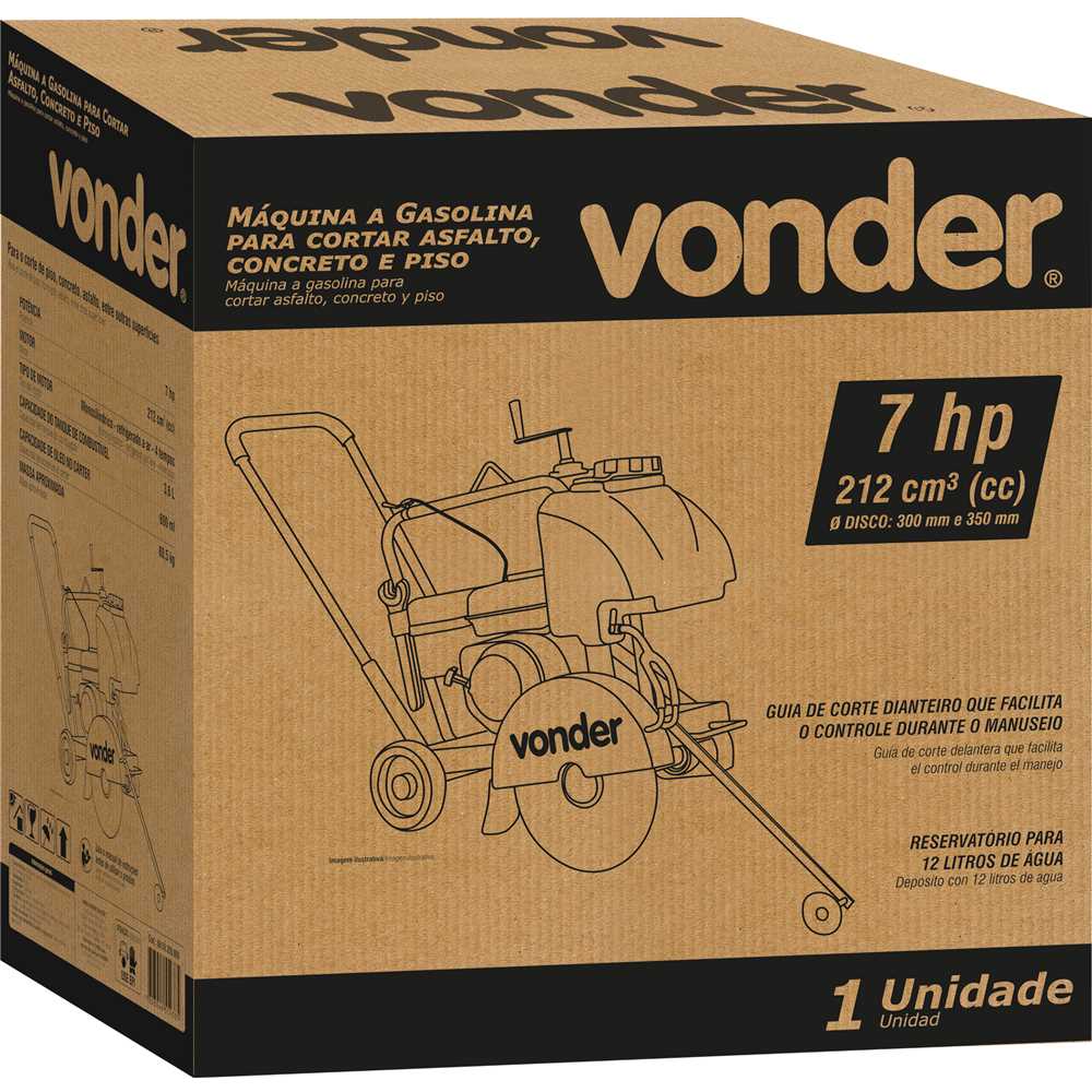 Máquina A Gasolina, Para Cortar Asfalto, Concreto E Piso, 7,0 Hp, 4 Tempos, Vonder, foto 3