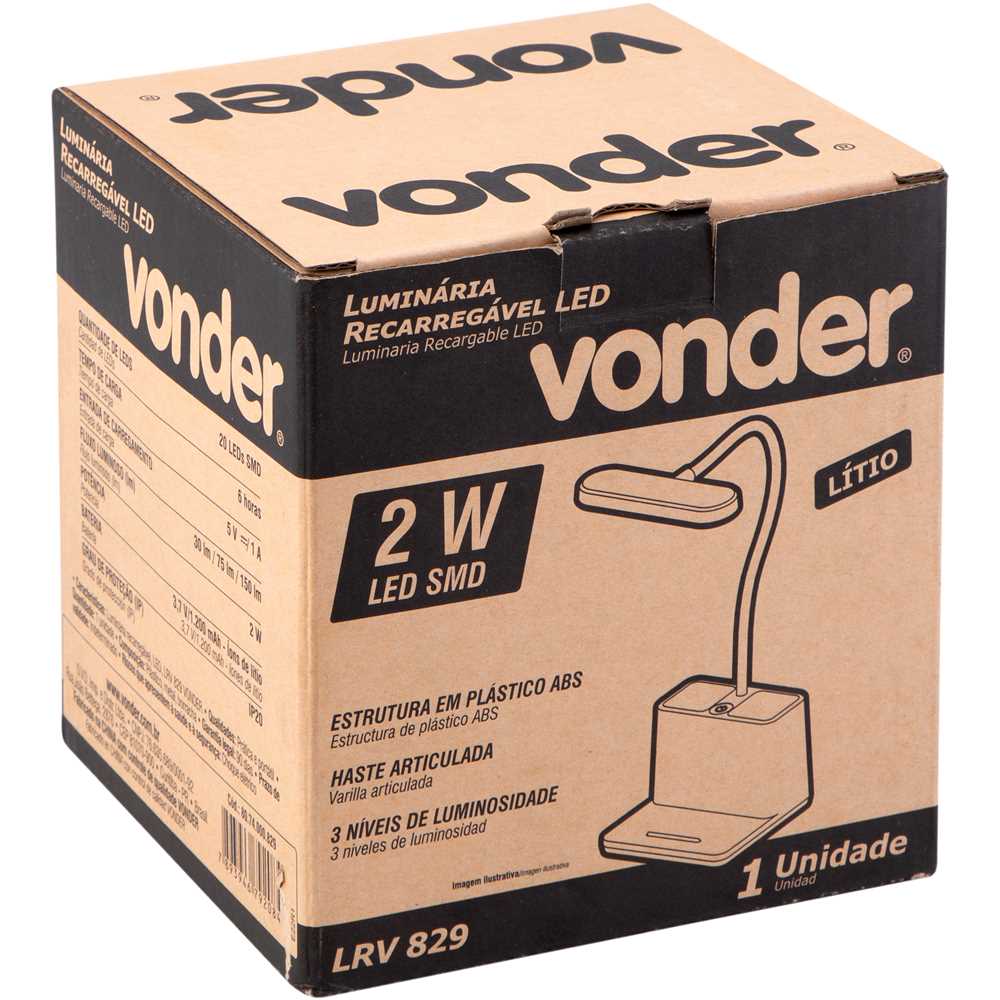 Luminária Recarregável, Led, Lrv 829 Vonder, foto 4