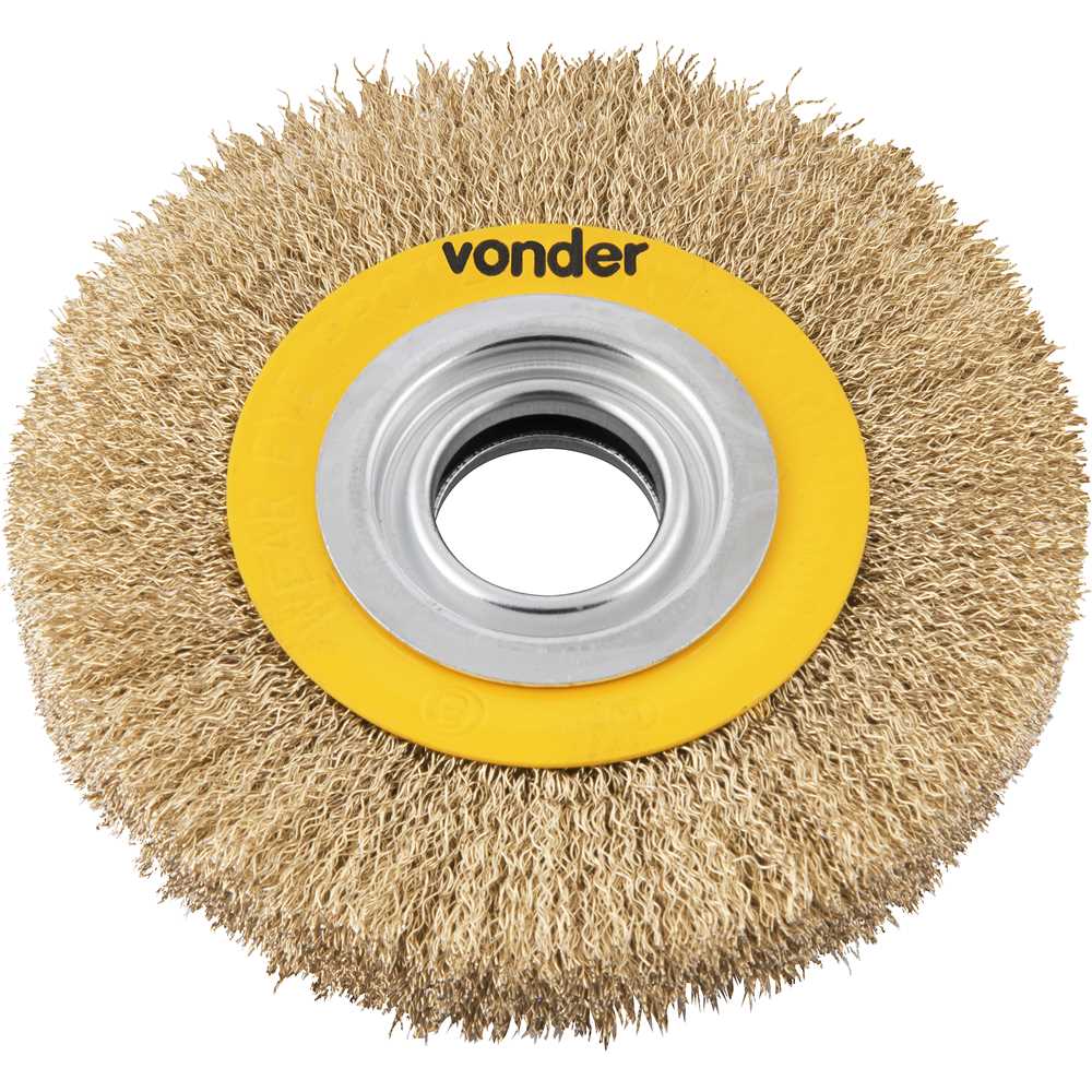 Escova circular aço latonado, 6" x 1" (152,4 mm x 25,4 mm), com bucha de redução, VONDER, foto 1 de 3