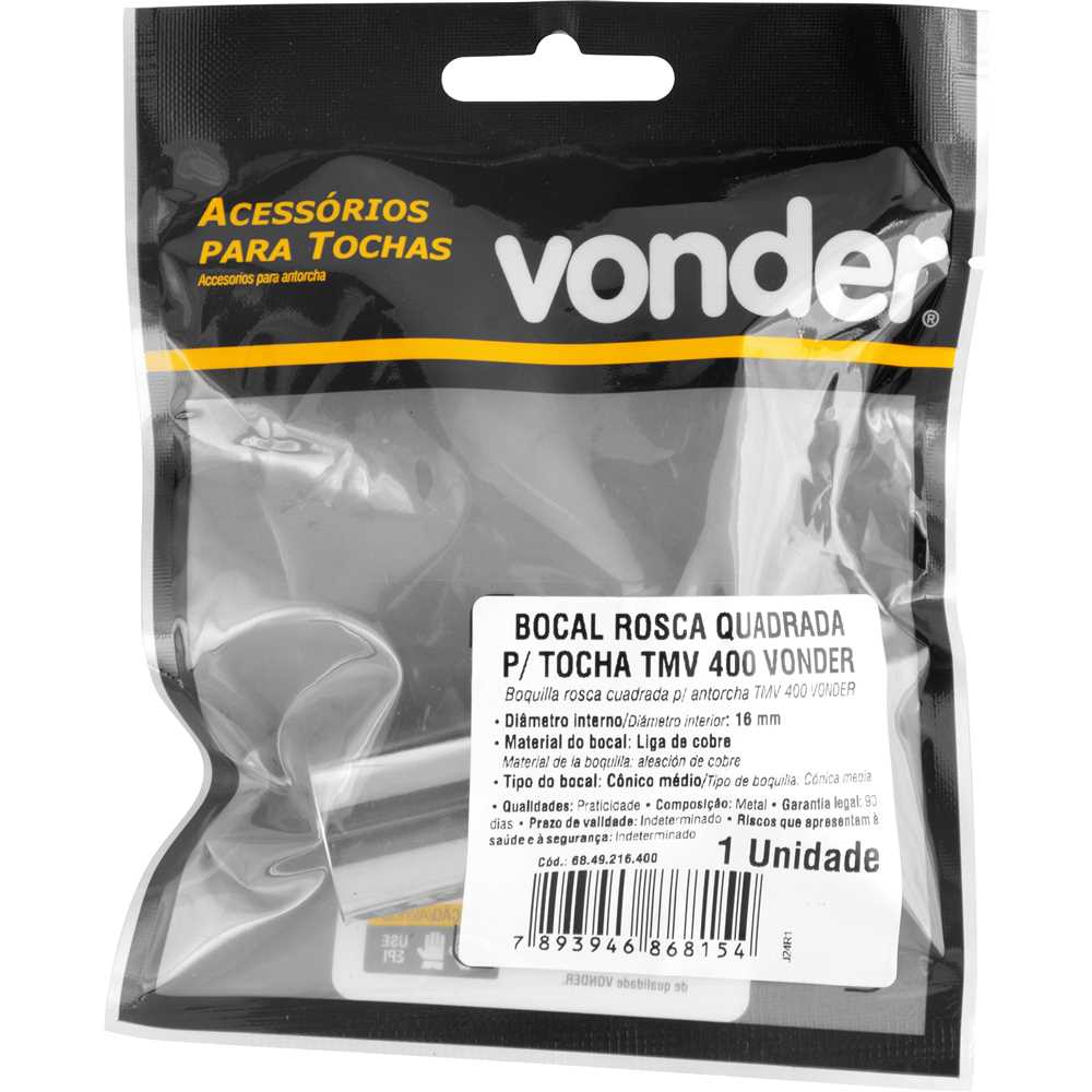 Bocal cônico aletado para tocha MIG/MAG, rosca quadrada, 16 mm x 65 mm, para tochas TMV 250/300/400, VONDER, foto 2