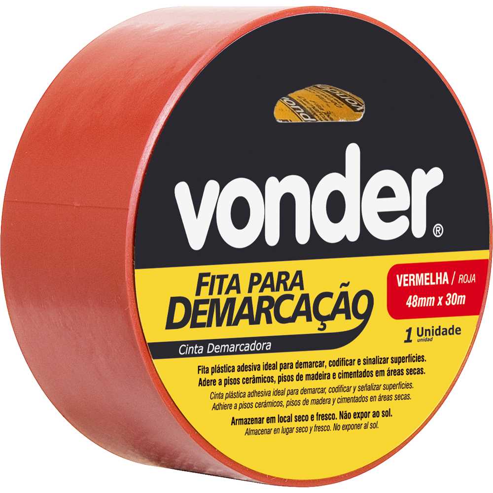 Fita adesiva para demarcação, 48 mm x 30 m vermelha VONDER, foto 2