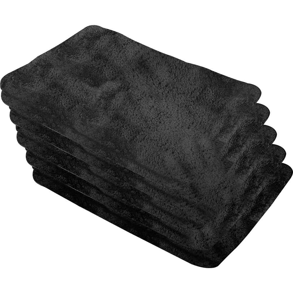 Toalha De Microfibra, 30 Cm X 40 Cm, 200 G/M² (Gsm), Preta, Jogo Com 5 Peças, Vonder