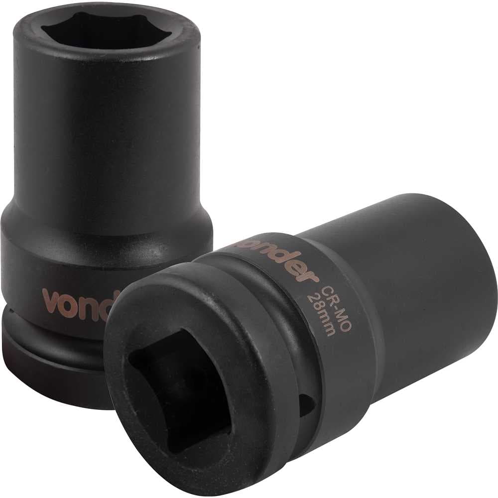 Soquete Sextavado Longo De Impacto, 28 Mm, Encaixe De 1", Vonder