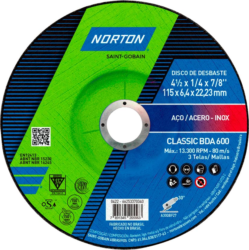 Disco de desbaste 115,0 mm x 6,4 mm x 22,23 mm, Classic, BDA 600, NORTON, foto 1 de 2
