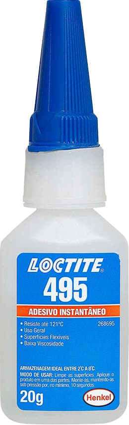Adesivo instantâneo cianoacrilato, industrial, 495, 20 g, 268695, LOCTITE